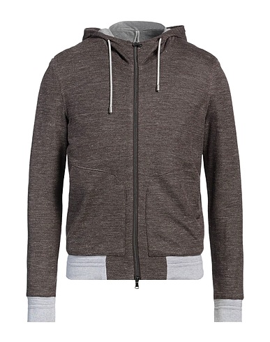 L.B.M. 1911 Hooded sweatshirt Dark brown 59% Linen, 41% Cotton