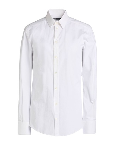 DOLCE&GABBANA Solid color shirt Ivory 97% Cotton, 3% Elastane