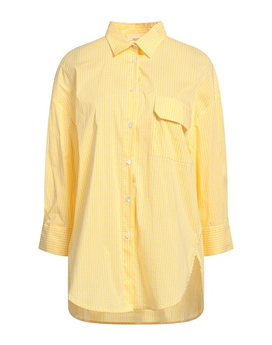 VICOLO Checked shirt Yellow 64% Cotton, 33% Polyamide, 3% Elastane