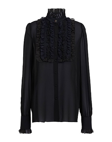 DOLCE&GABBANA Lace shirts & blouses Black 88% Silk, 8% Cotton, 2% Elastane, 2% Polyamide