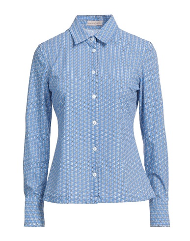 CAMICETTASNOB 柄入りシャツ＆ブラウス スカイブルー ナイロン 85% / ポリウレタン 15%