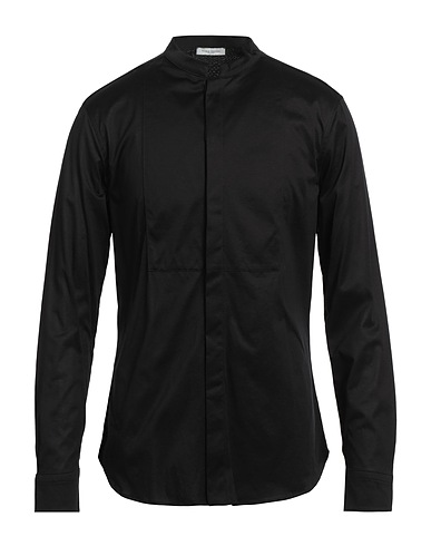 PAOLO PECORA Solid colour shirt Black 100% Cotton