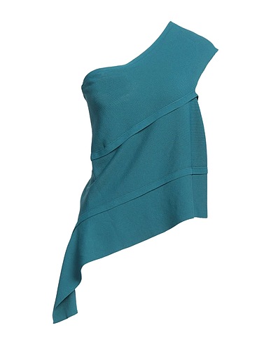 LIVIANA CONTI One-shoulder top Deep teal 65% Viscose, 35% Polyamide
