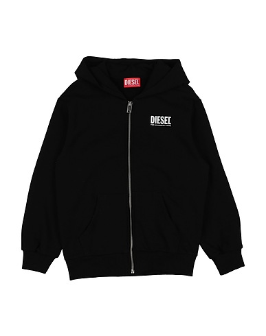 DIESEL Hooded track jacket  Black 100% Cotton, Elastane