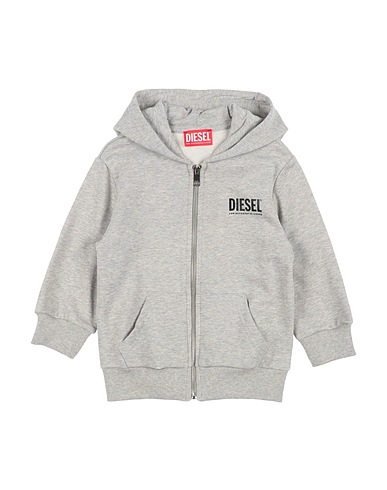 DIESEL Hooded track jacket  Grey 100% Cotton, Elastane