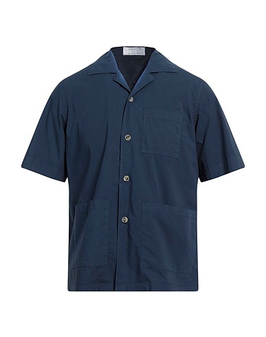 SANTANIELLO Camicia tinta unita Blu navy 97% Cotone, 3% Elastan