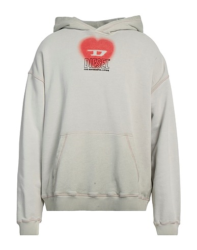 DIESEL Hooded track jacket  Light grey 100% Cotton, Elastane