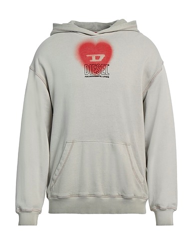 DIESEL Hooded track jacket  Light grey 100% Cotton, Elastane