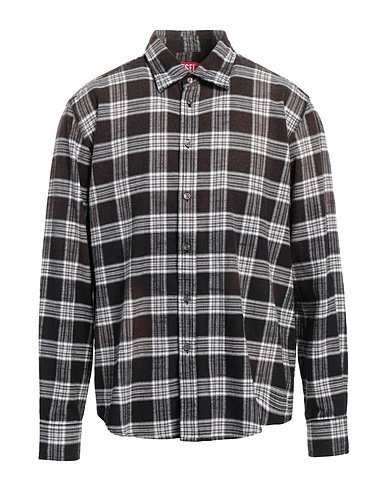 DIESEL Checked shirt Dark brown 100% Cotton