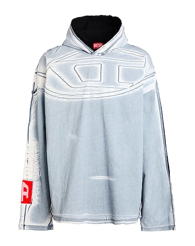 DIESEL Hooded track jacket  Light grey 100% Cotton