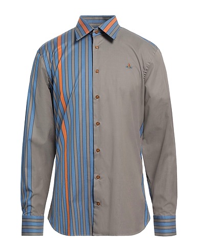 VIVIENNE WESTWOOD Striped shirt Grey 96% Cotton, 4% Elastane