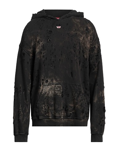 DIESEL Hooded track jacket  Charcoal 100% Cotton, Elastane