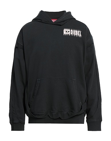 DIESEL Hooded track jacket  Black 100% Cotton, Elastane