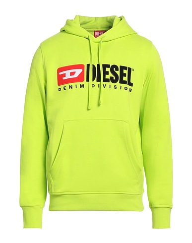 DIESEL Hooded track jacket  Lime green 100% Cotton, Elastane