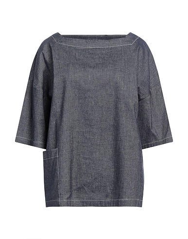 LIVIANA CONTI Top Blue 73% Cotton, 25% Linen, 2% Elastane