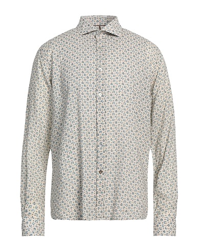 ALLEY DOCKS 963 Hemd mit Muster Elfenbein 55% Leinen, 45% Baumwolle