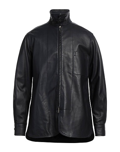 GOLDEN GOOSE Jacket Midnight blue 100% Ovine leather, Cotton