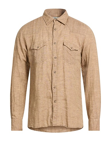 ALLEY DOCKS 963 Chemise de couleur unie Marron clair 100% Lin