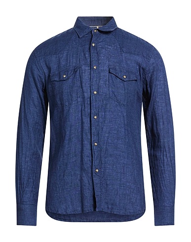 ALLEY DOCKS 963 Chemise de couleur unie Bleu marine 100% Lin