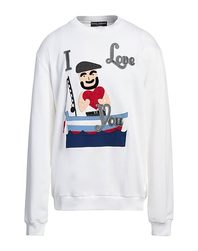 DOLCE&GABBANA Sweatshirt White 100% Cotton, Cow leather