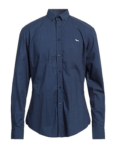 HARMONT & BLAINE Patterned shirt Navy blue 100% Cotton
