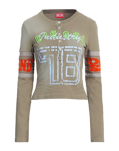 DIESEL T-shirt Military green 97% Cotton, 3% Elastane