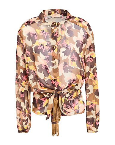 FERRANTE Floral shirts & blouses Brown 100% Polyester