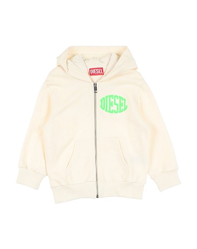 DIESEL Hooded track jacket  Ivory 100% Cotton, Elastane