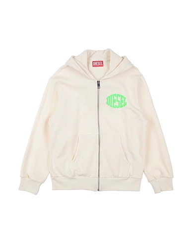 DIESEL Hooded track jacket  Ivory 100% Cotton