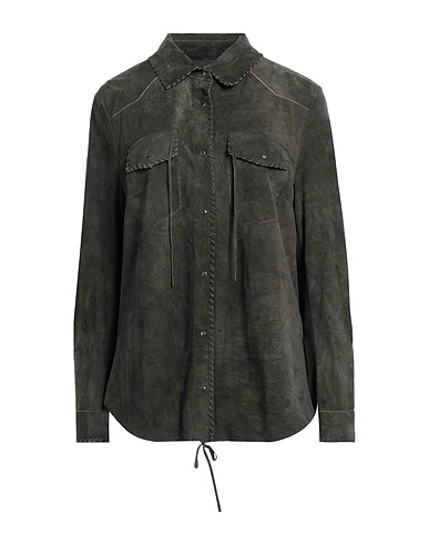 SALVATORE SANTORO Shirts Dark green Ovine leather