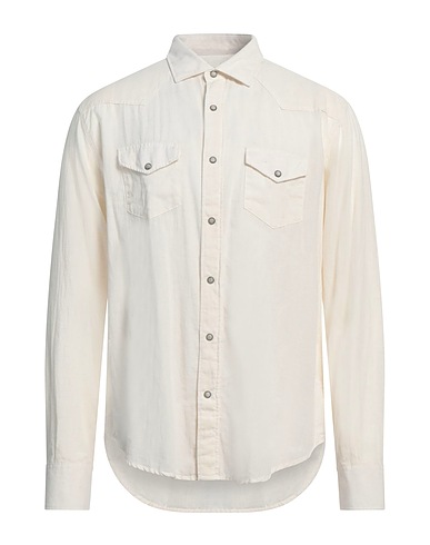 ELEVENTY Solid color shirt Ivory 85% Cotton, 15% Linen