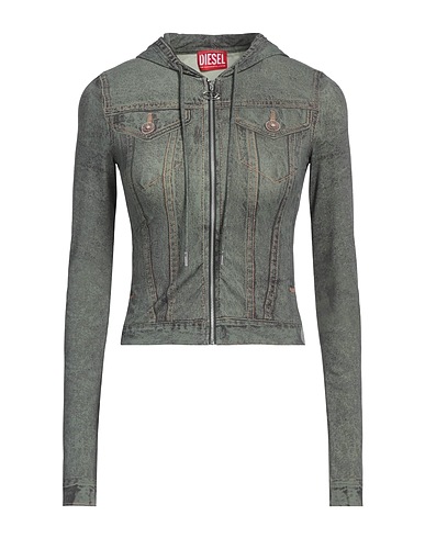 DIESEL Hooded track jacket  Military green 85% Nylon, 15% Elastane