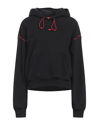 DIESEL Hooded track jacket  Black 67% Cotton, 33% Polyester, Elastane