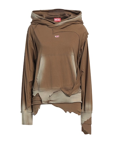 DIESEL Hooded track jacket  Khaki 100% Cotton