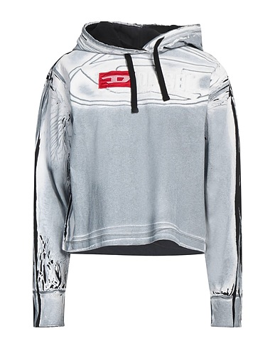 DIESEL Hooded track jacket  Light grey 100% Cotton