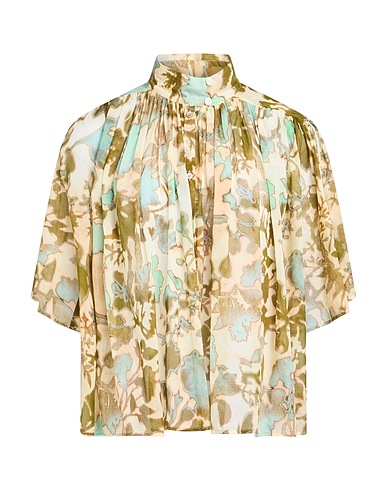 FORTE_FORTE Patterned shirts & blouses Military green 75% Cotton, 25% Silk
