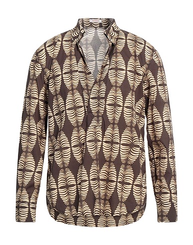 OFFICINA 36 Patterned shirt Dark brown 100% Cotton