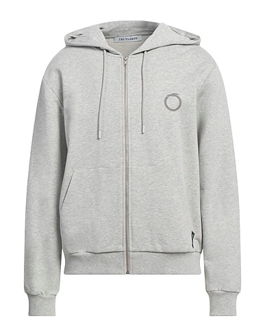 TRUSSARDI Hooded track jacket  Grey 100% Cotton, Elastane