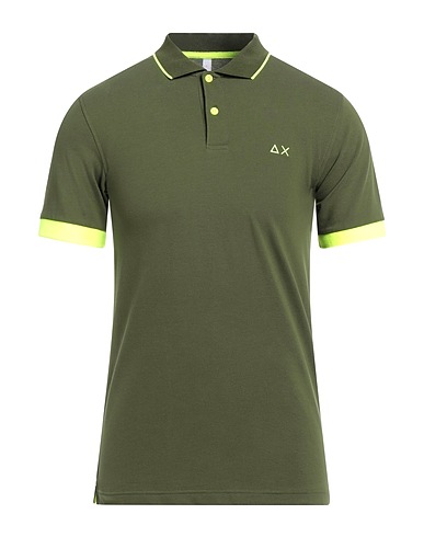 SUN 68 Polo shirt Military green 95% Cotton, 5% Elastane