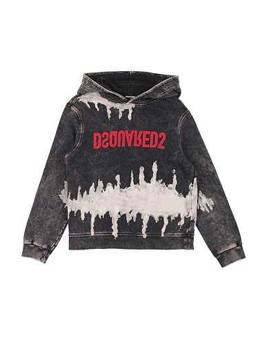 DSQUARED2 Hooded track jacket  Charcoal 100% Cotton, Elastane