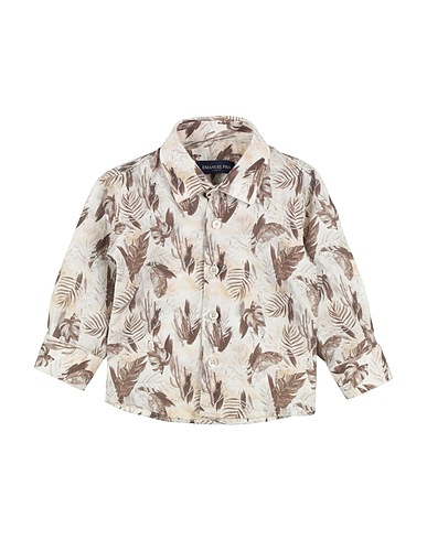 EMANUEL PRIS Patterned shirt Beige 50% Cotton, 50% Linen