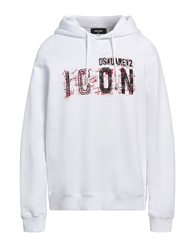 DSQUARED2 Hooded track jacket  White 100% Cotton, Elastane