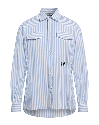 PALM ANGELS Striped shirt Sky blue 100% Cotton, Polyester
