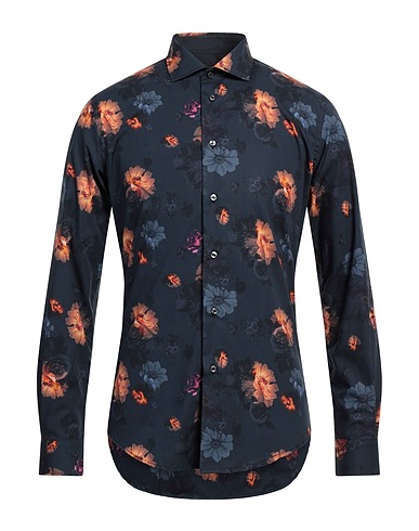 BRIAN DALES Patterned shirt Midnight blue 100% Cotton
