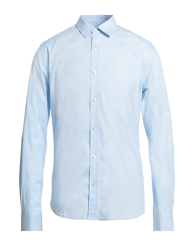 ONLY & SONS Camicia tinta unita Celeste 97% Cotone, 3% Elastan
