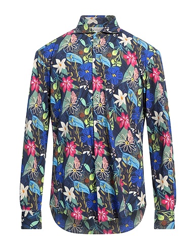 BRIAN DALES Hemd mit Muster Marineblau 84% Polyamid, 16% Seide