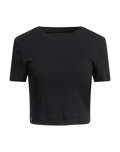 ONLY Cropped Top Schwarz 90% Baumwolle, 5% Elastan, 5% Viskose