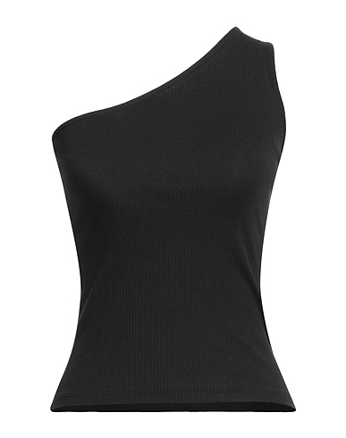 PIECES One-shoulder top Black 50% Organic cotton, 45% Cotton, 5% Elastane