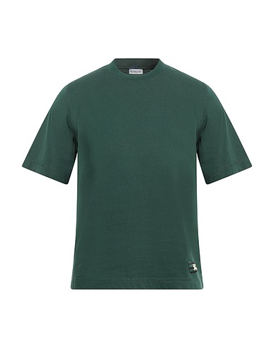 BURBERRY Basic T-Shirt Emerald green 100% Cotton, Elastane