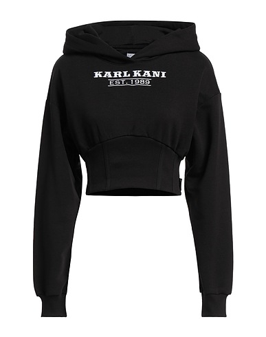 KARL KANI Hooded track jacket  Black 80% Organic cotton, 20% Polyester